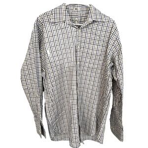 Peter Millar Shirt Mens Large Purple Tan Plaid Nanoluxe Easycare Button Down